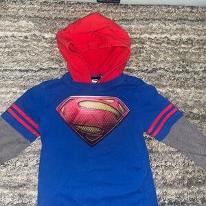 Vintage Superman Hoodie with Red and Blue Design